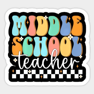 Middle School Teacher Retro Groovy Happy First Day Of School Sticker